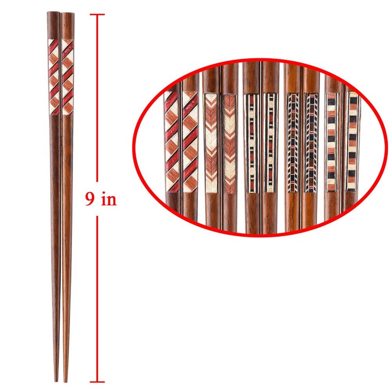 Antner Handmade Japanese Chopsticks Reusable Natural Wooden Chopstick with Box, 5 Pairs Gift Set - Image 2